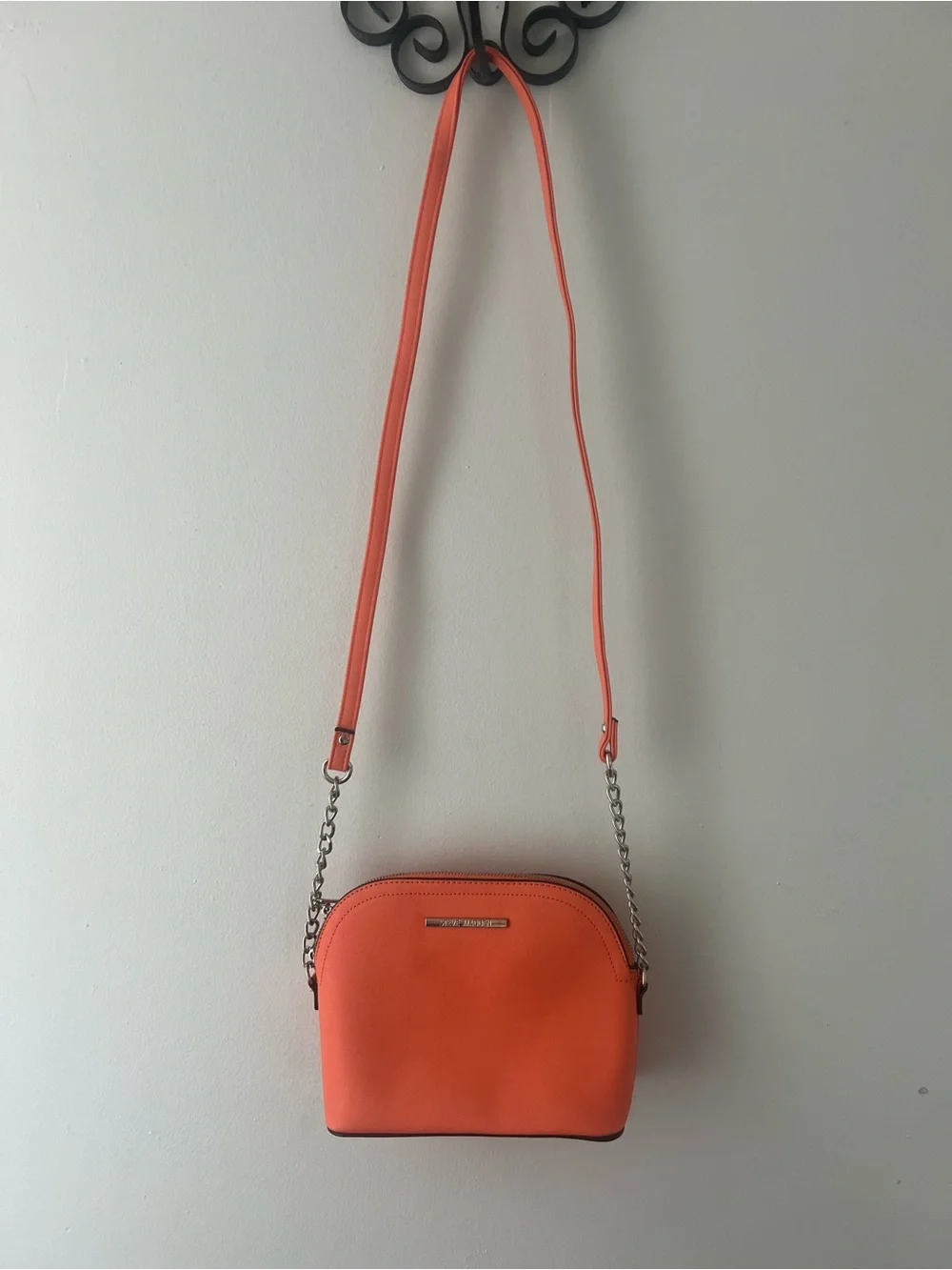 Steve Madden Coral-Orange Crossbody with Chain Strap